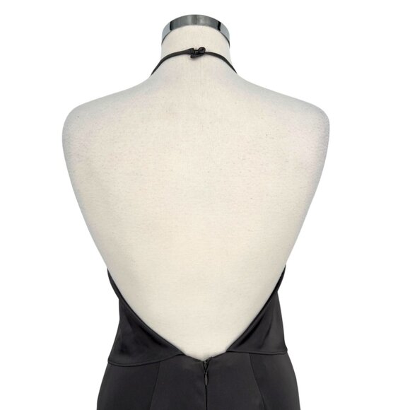 Halston Heritage High Neck Gown Open Back Gown in Gunmetal Gray Size 2 - Picture 7 of 15